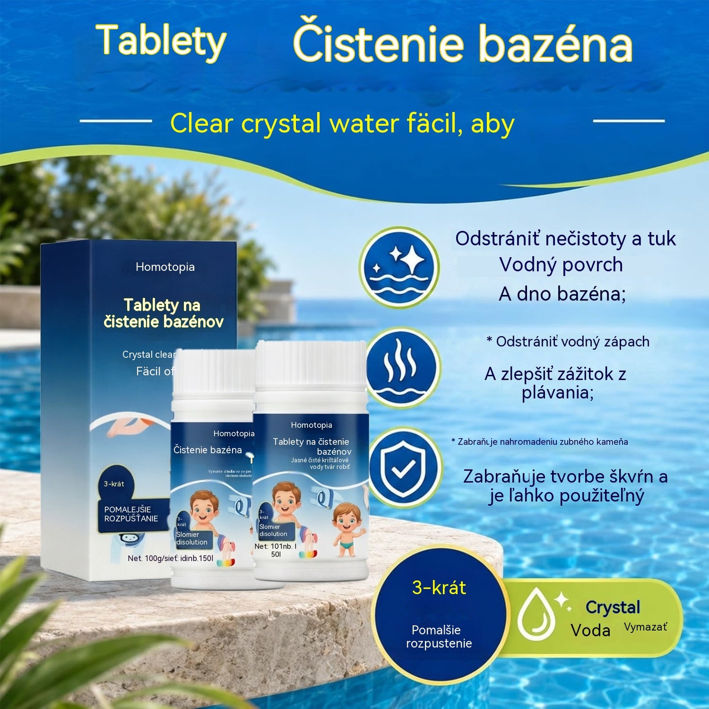 🔥Kúpte 1 a získajte 1 zadarmo (2 fľaše) Šumivé tablety na čistenie bazénov