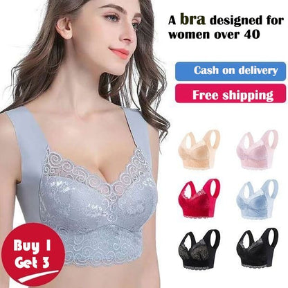 🔥【40kg-110kg】Nowy wygodny i oddychający biustonosz damski (3 sztuk)>Odpowiedni dla kobiet powyżej 40 roku życia (zalecany przez lekarza)