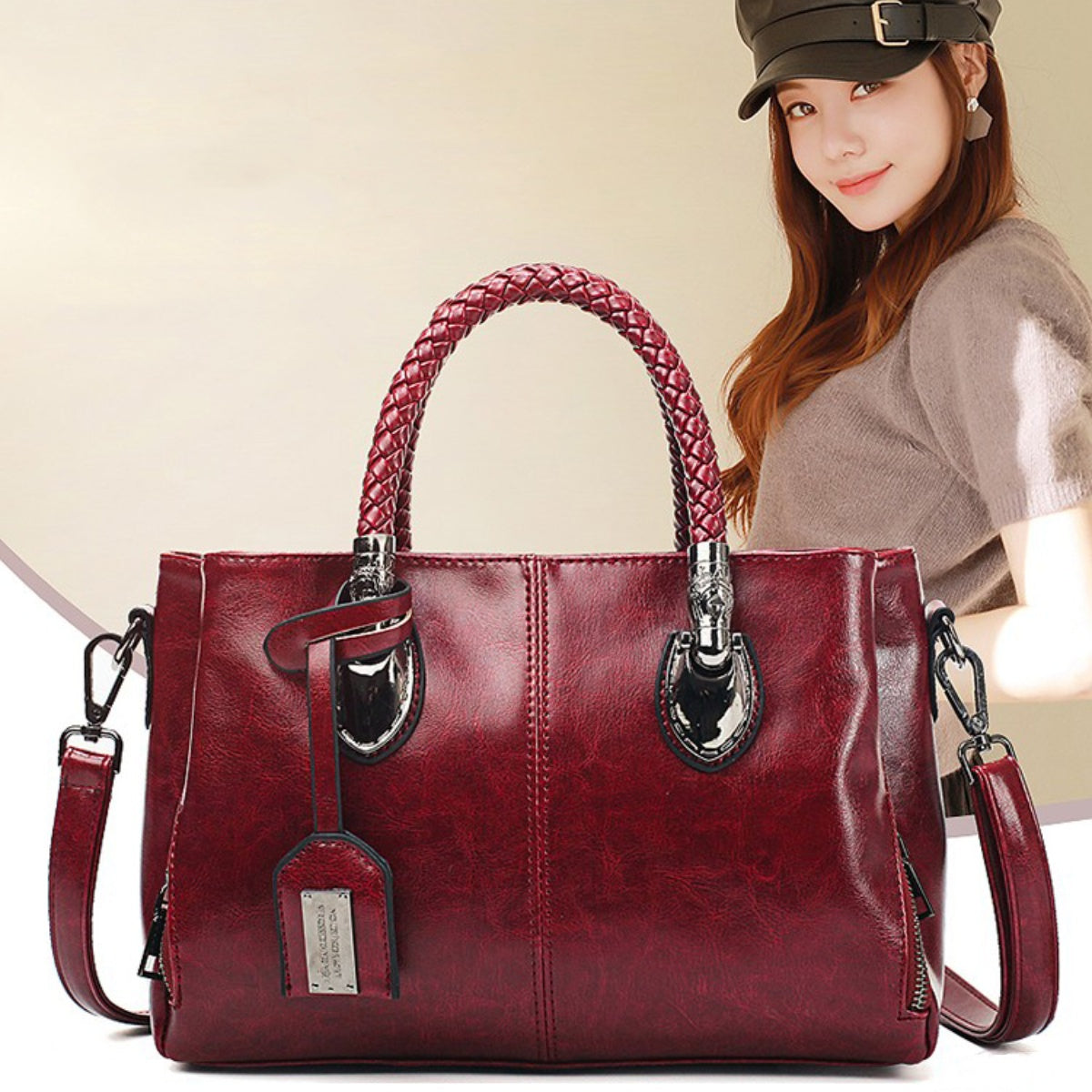 👜🌸【50% popust】Bestseller 2025 – Vintage ženska Boston torbica iz usnja