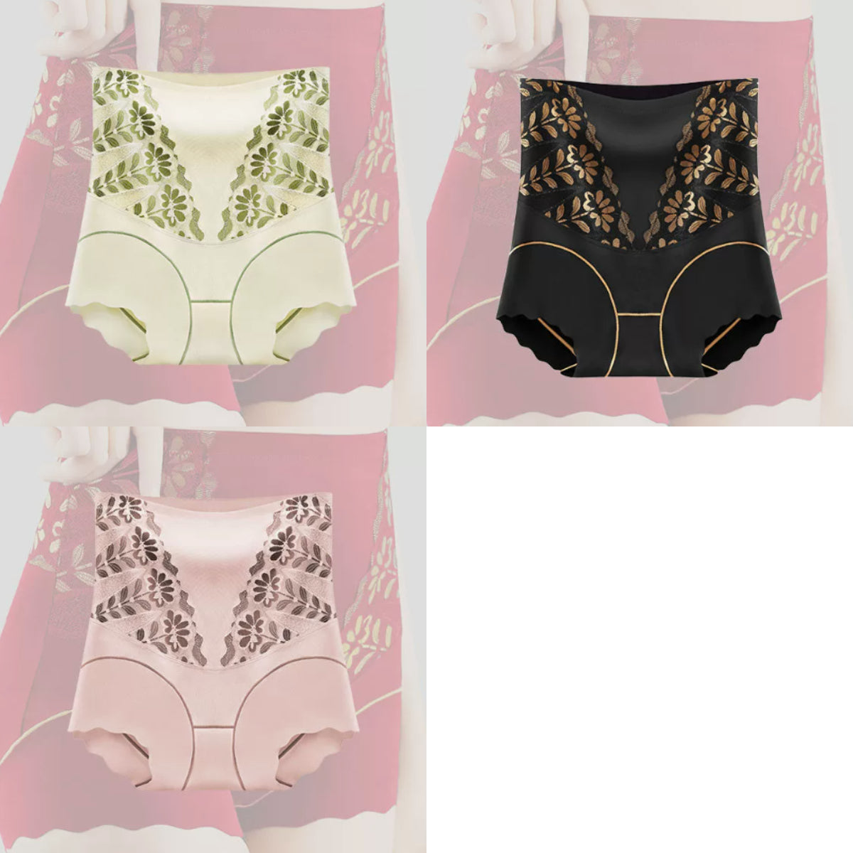 🌸【Set de 3】Pantaloni cu talie înaltă care controlează abdomenul 🩲 💖