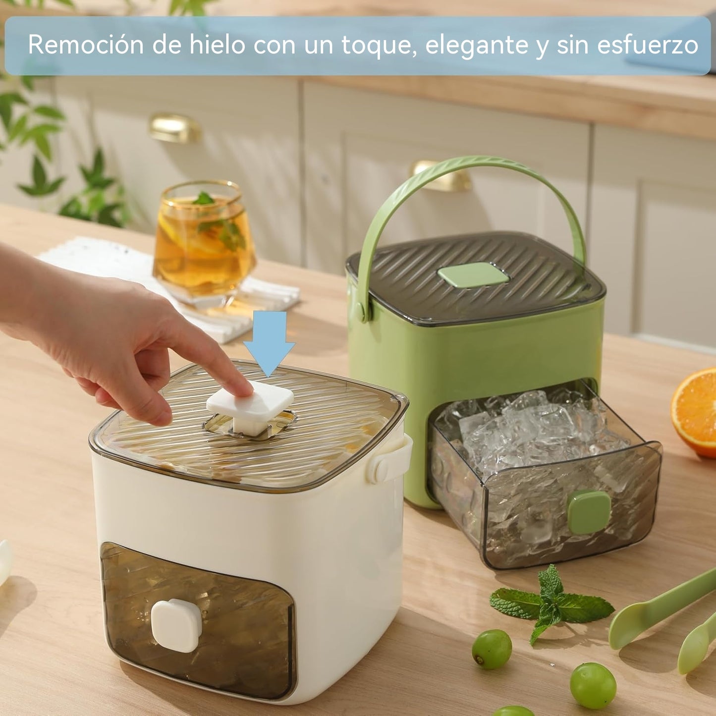 🥤🧊 ¡50 % de descuento! Máquina de hielo con función de almacenamiento: produce 48 cubitos a la vez, tapa a prueba de fugas. Apilable, ahorra espacio. Incluye pala y pinzas para hielo 🏖️✅