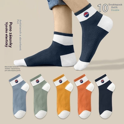 【10 párov】🧦🌈 Pánske priedušné športové ponožky do polovice lýtka, odvádzajúce pot
