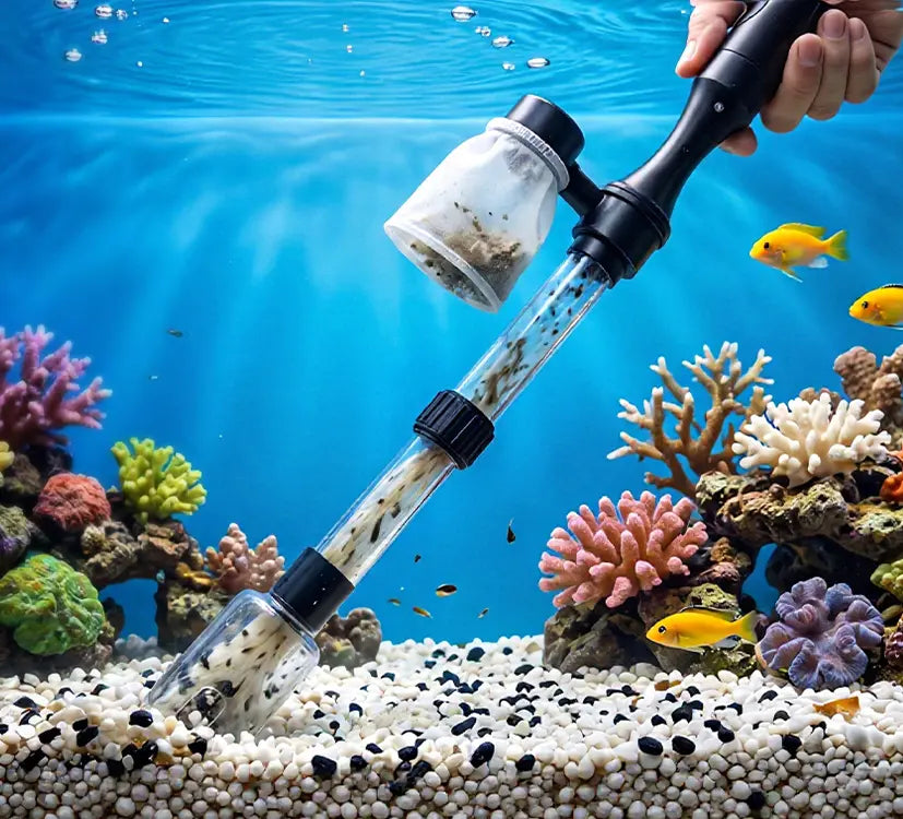 🐠Elektrický čistič štrku do akvárií – napájaný z batérie, s nastaviteľnou dĺžkou trubice a ľahko sa čistí – ideálny pre všetky akvária 🧹🐟