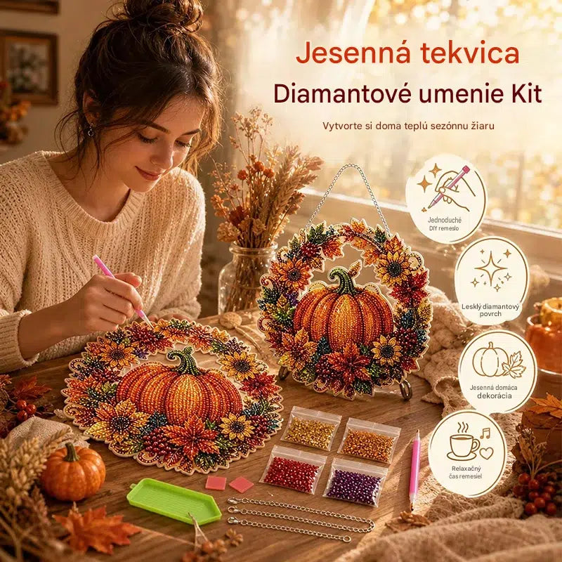 🔥Horúci výpredaj! 50% zľava!✨⚡ Predaných viac ako 50 000 kusov! 🎁🍂 Prívesok - tekvicový veniec - sada na maľovanie vlastnými rukami