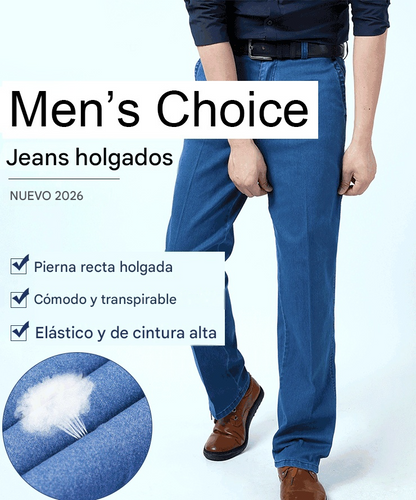 👖【50% DE DESCUENTO】👖 Nuevos jeans de cintura alta para hombre, tallas grandes, colección 2026
