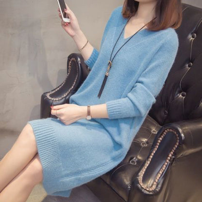 ✨👗【Precio especial -50%】Vestido de punto suelto de gran tamaño, más vendido